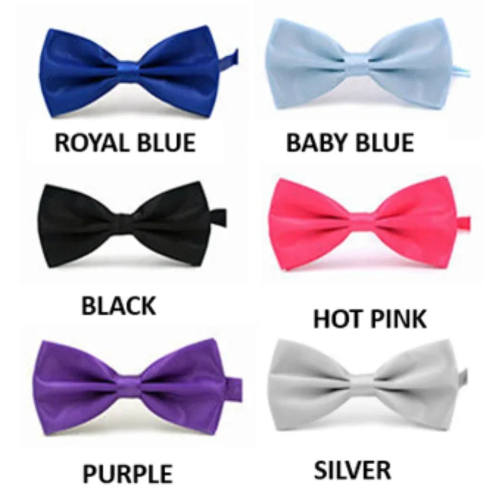 NEW Lot of 4x Satin Clip Bow-Ties - Adjustable - Multiple Colors Available!